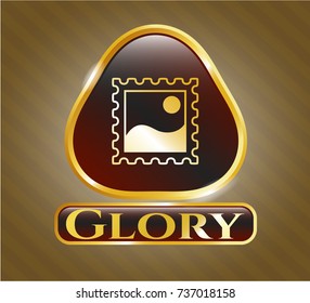  Golden badge with picture icon and Glory text inside