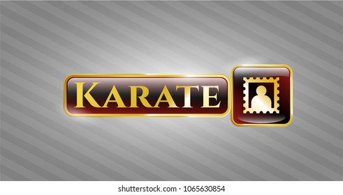  Golden badge with picture icon and Karate text inside