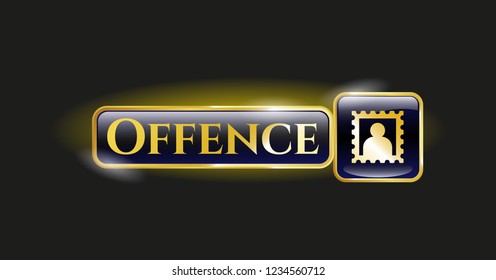  Golden badge with picture icon and Offence text inside