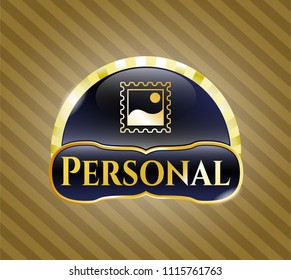 Golden badge with picture icon and Personal text inside Golden badge with picture icon and Personal text inside