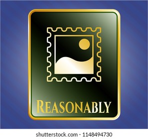  Golden badge with picture icon and Reasonably text inside