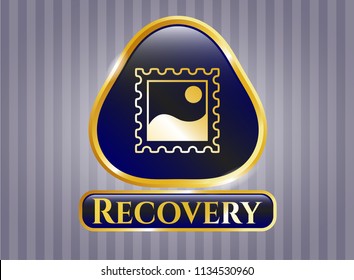  Golden badge with picture icon and Recovery text inside