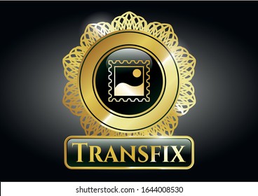  Golden badge with picture icon and Transfix text inside