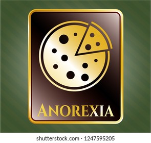  Golden badge with pizza icon and Anorexia text inside