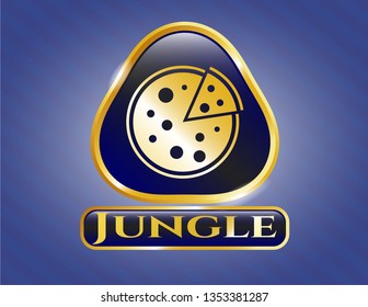 Golden badge with pizza icon and Jungle text inside