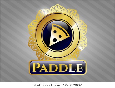  Golden badge with pizza slice icon and Paddle text inside