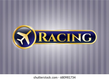  Golden badge with Plane icon and Racing text inside