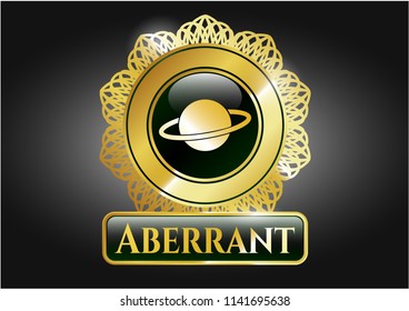  Golden badge with planet, saturn icon and Aberrant text inside