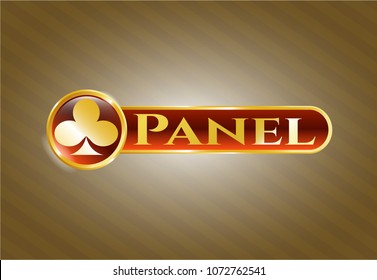   Golden badge with poker clover icon and Panel text inside