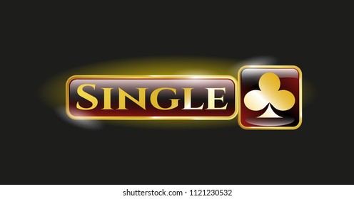  Golden badge with poker clover icon and Single text inside