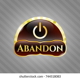  Golden badge with power icon and Abandon text inside