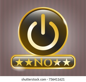  Golden badge with power icon and No text inside