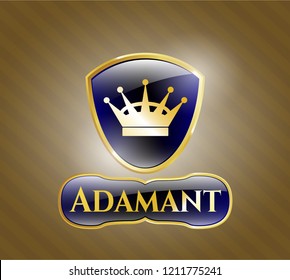  Golden badge with queen crown icon and Adamant text inside