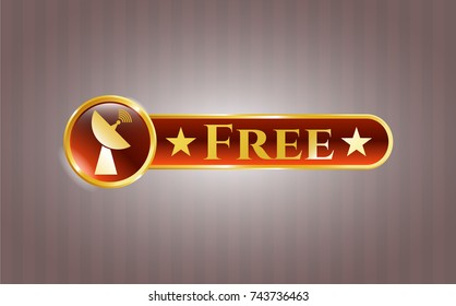  Golden badge with radar icon and Free text inside