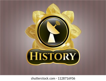  Golden badge with radar icon and History text inside