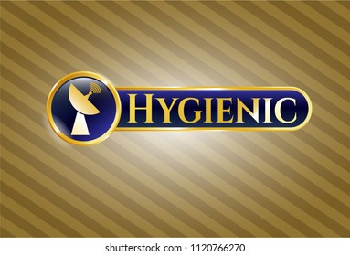  Golden badge with radar icon and Hygienic text inside
