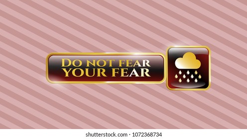   Golden badge with rain icon and Do not fear your fear text inside