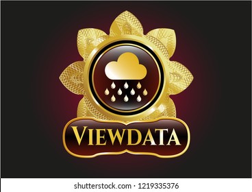  Golden badge with rain icon and Viewdata text inside