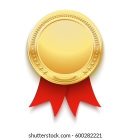 Golden Badge With Red Ribbon