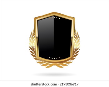 Golden badge retro style isolated on white background