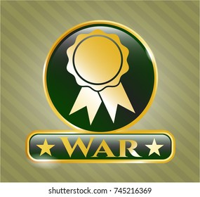  Golden badge with ribbon icon and War text inside