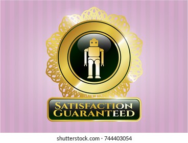  Golden badge with robot icon and Satisfaction Guaranteed text inside
