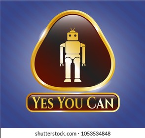  Golden badge with robot icon and Yes You Can text inside