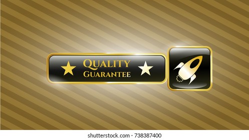  Golden badge with rocket icon and Quality Guarantee text inside