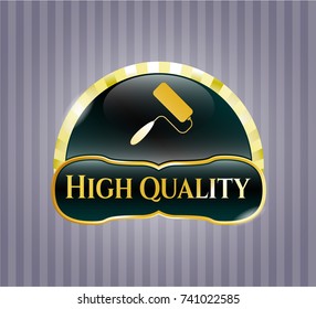  Golden badge with roller brush icon and High Quality text inside