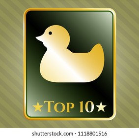  Golden badge with rubber duck icon and Top 10 text inside