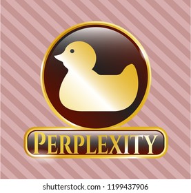  Golden badge with rubber duck icon and Perplexity text inside