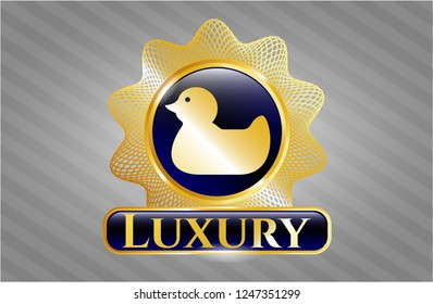  Golden badge with rubber duck icon and Luxury text inside