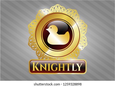  Golden badge with rubber duck icon and Knightly text inside
