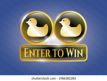 Golden badge with rubber duck icon and Enter to Win text inside