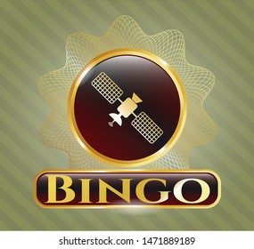  Golden badge with satelite icon and Bingo text inside