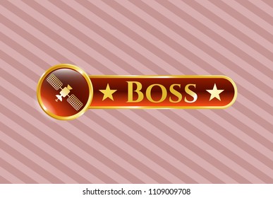  Golden badge with satelite icon and Boss text inside