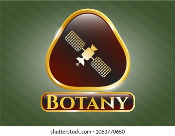  Golden badge with satelite icon and Botany text inside