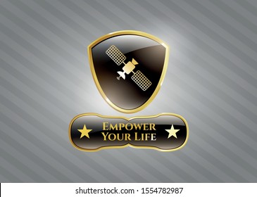  Golden badge with satelite icon and Empower Your Life text inside