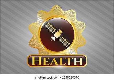  Golden badge with satelite icon and Health text inside