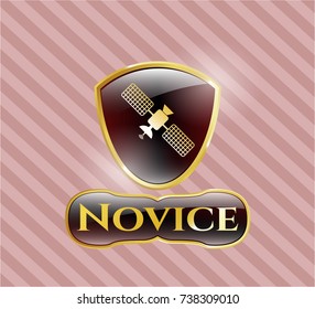  Golden badge with satelite icon and Novice text inside