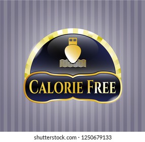  Golden badge with ship icon and Calorie Free text inside