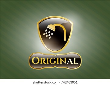  Golden badge with shower icon and Original text inside