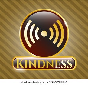   Golden badge with signal icon and Kindness text inside