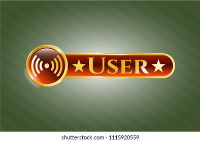  Golden badge with signal icon and User text inside