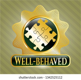 Golden Badge Solution Icon Wellbehaved Text Stock Vector (Royalty Free ...