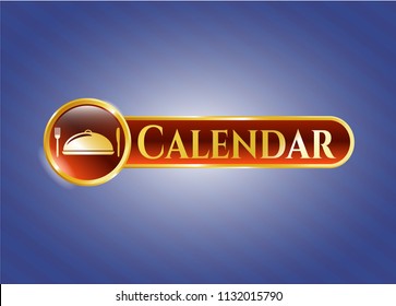  Golden badge with special food icon and Calendar text inside
