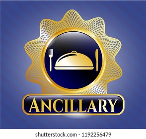  Golden badge with special food icon and Ancillary text inside