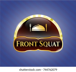 Golden badge with special food icon and Front Squat text inside