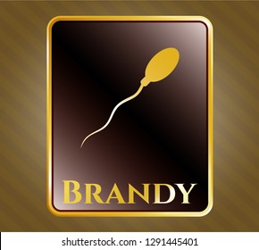  Golden badge with sperm icon and Brandy text inside