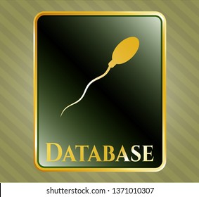  Golden badge with sperm icon and Database text inside